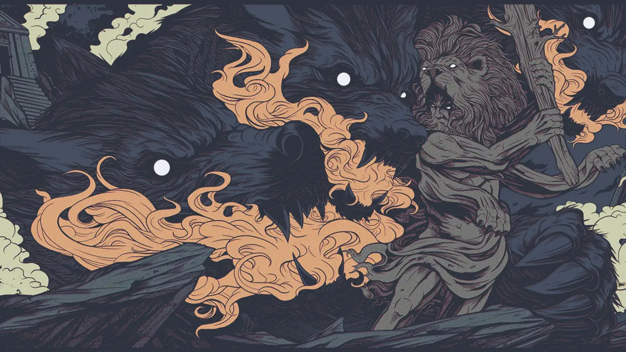 Mythic Beasts In Smoke – black and grey desktop wallpaper, 1920×1080