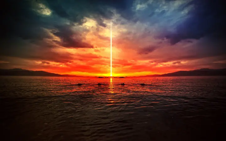 Beam of Light at Sunset as a phone lock screen