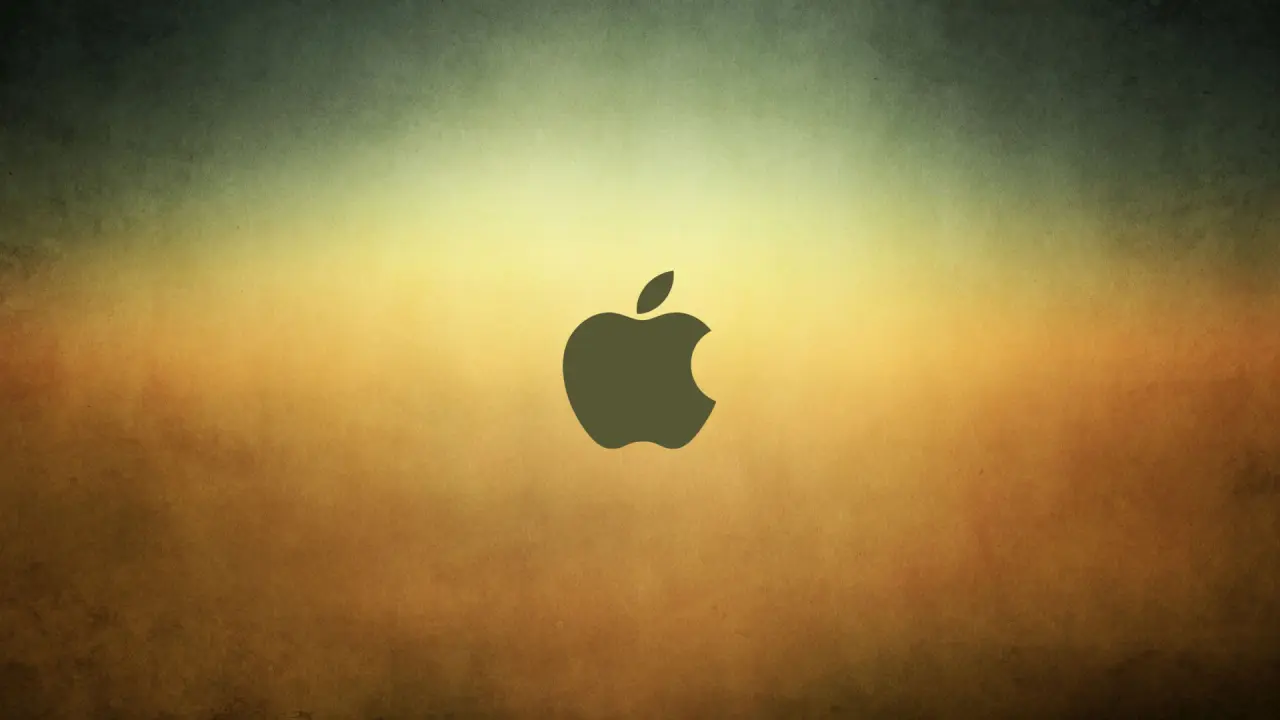 Vintage Apple Glow – brown and black desktop wallpaper, 1920×1080