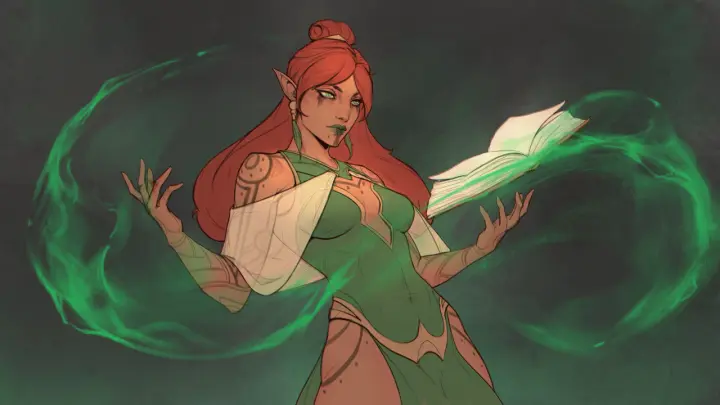 Spellbinding Green Sorceress as a phone lock screen