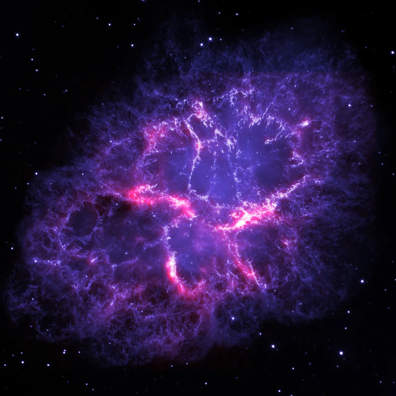 Crab Nebula, as Seen by Herschel and Hubble – black and purple square wallpaper, 3864×3864