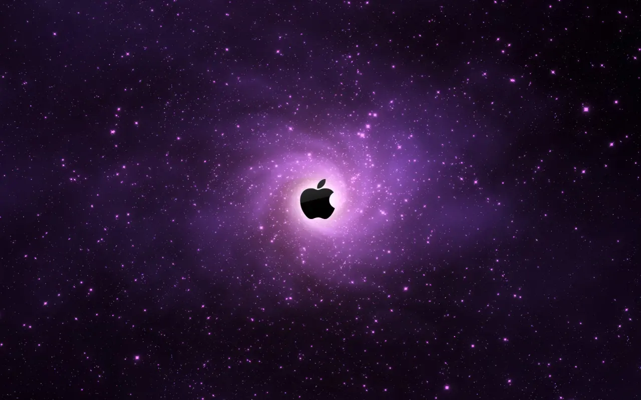 Cosmic Apple Nebula – black and blue desktop wallpaper, 1920×1200