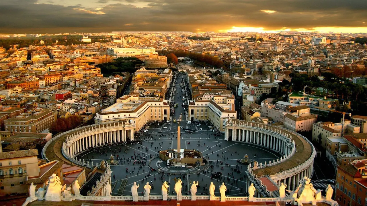 Golden Hour Over Rome – brown and grey desktop wallpaper, 1920×1080