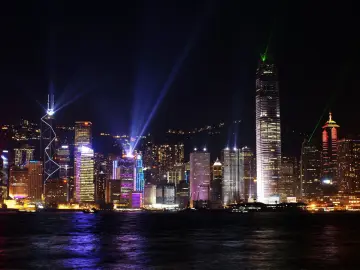 Neon Lights Over Victoria Harbour wallpaper