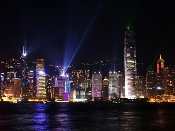 Neon Lights Over Victoria Harbour as a phone lock screen