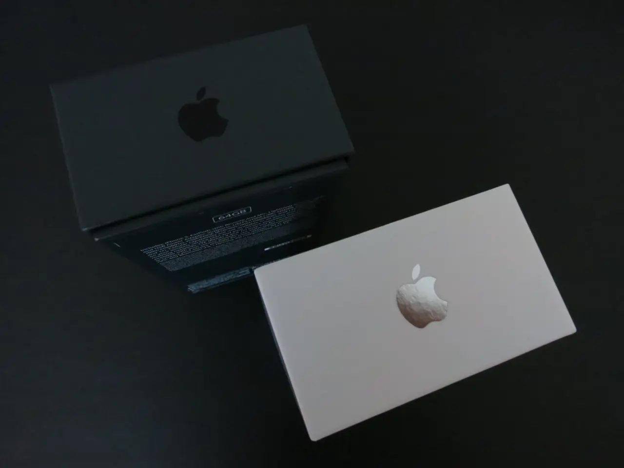 Monochrome Apple Product Boxes – black and grey desktop wallpaper, 4000×3000