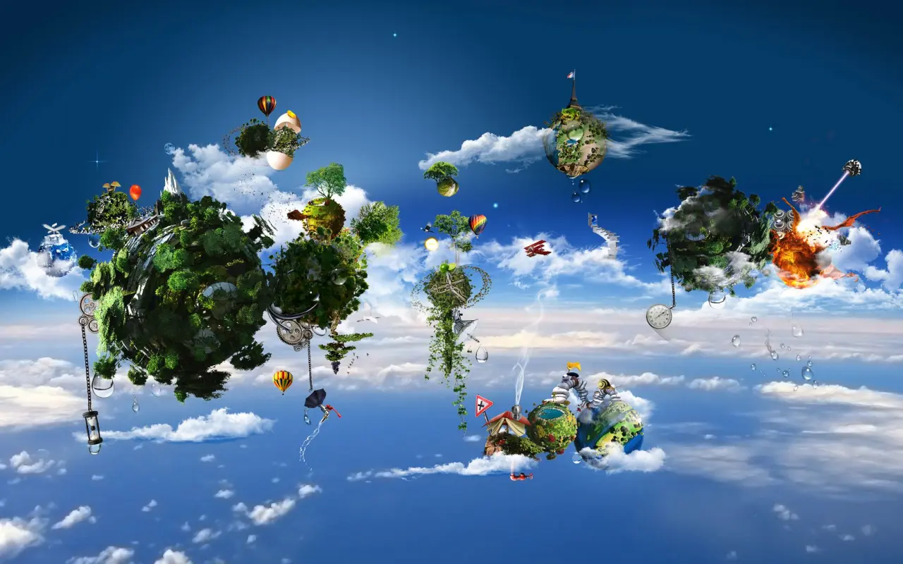 Floating Islands in the Sky – purple and blue desktop wallpaper, 1680×1050