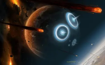 Cosmic Impact And Meteor Storm wallpaper
