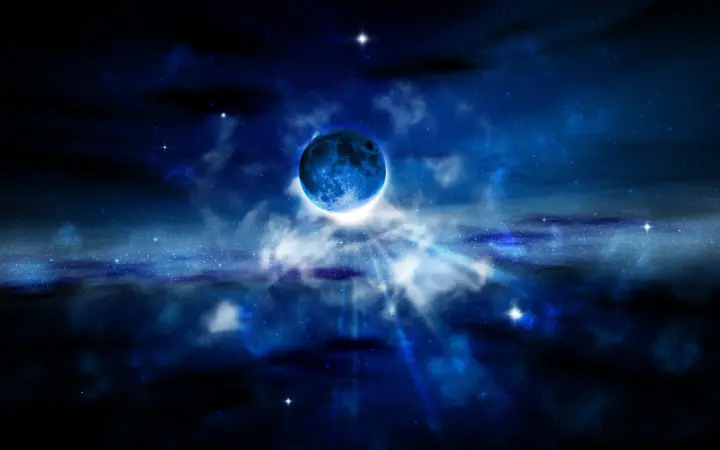 Blue Moon In Clouds as a phone lock screen
