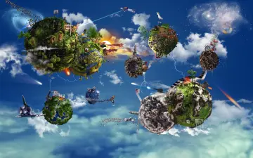 Floating Miniature Worlds wallpaper