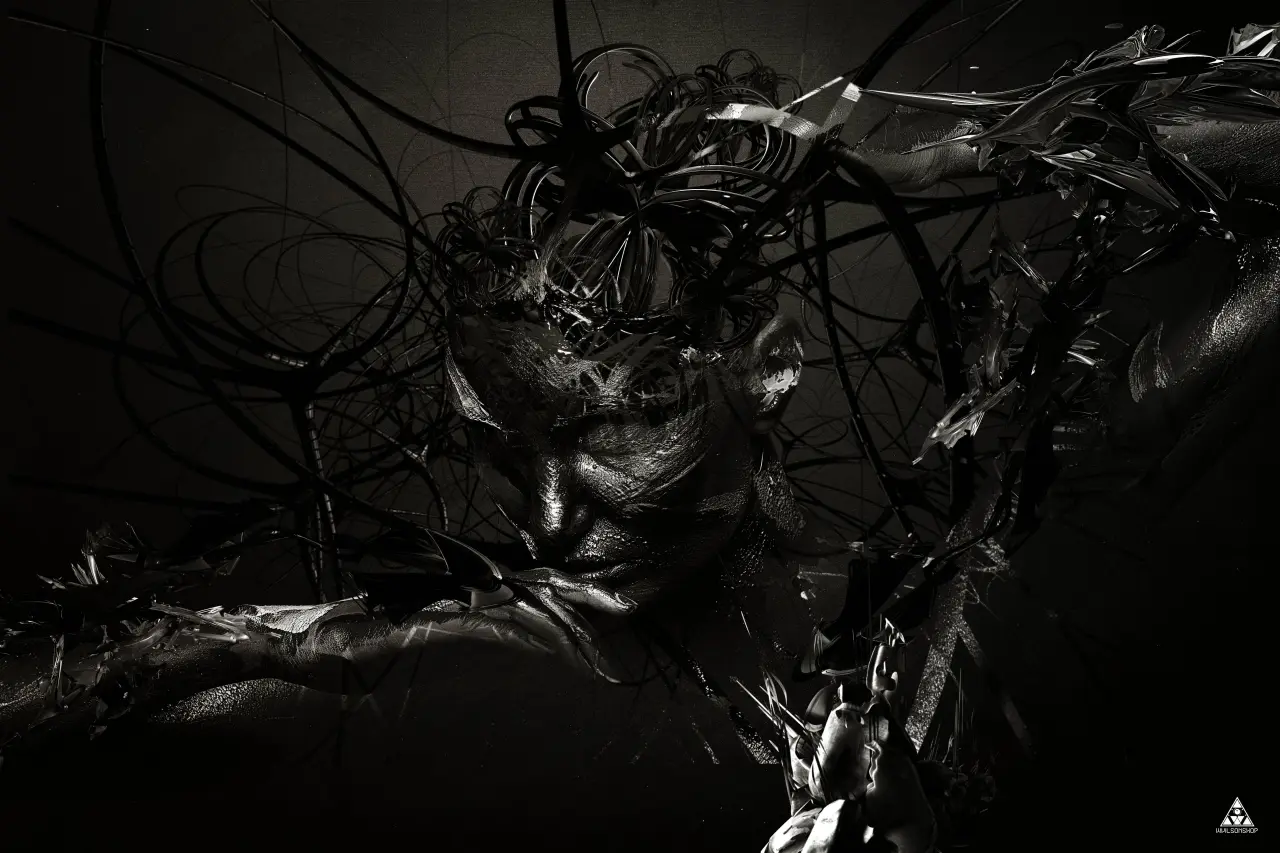 Shadows of the Mind – black and grey desktop wallpaper, 5616×3744