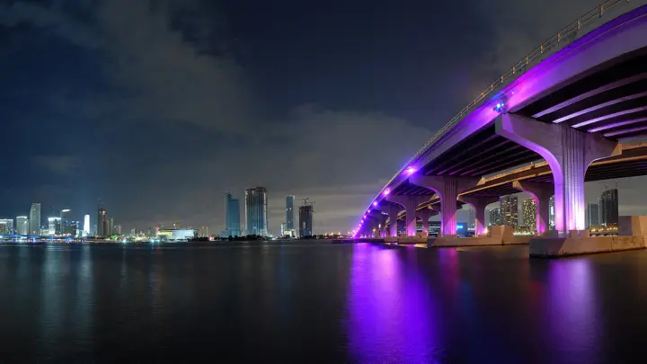 Neon Bridge At Night as a phone lock screen