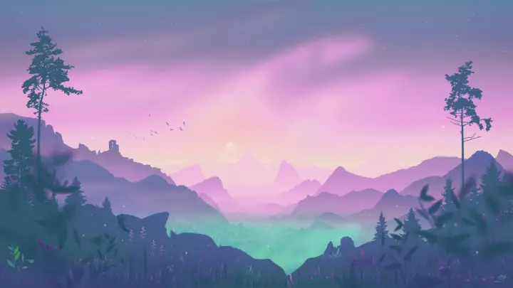 Twilight Mountain Valley as a phone lock screen