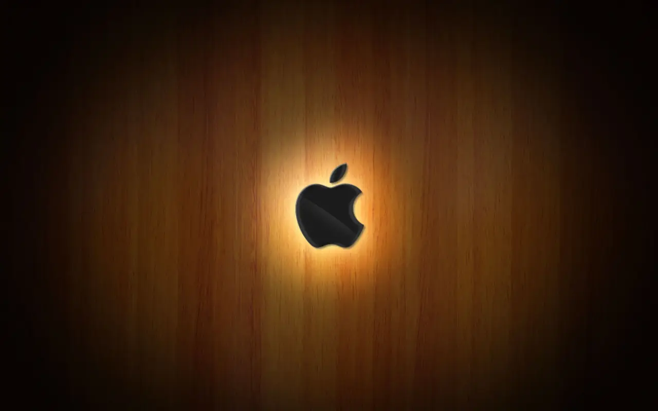 Wooden Apple Glow – black and brown desktop wallpaper, 1920×1200