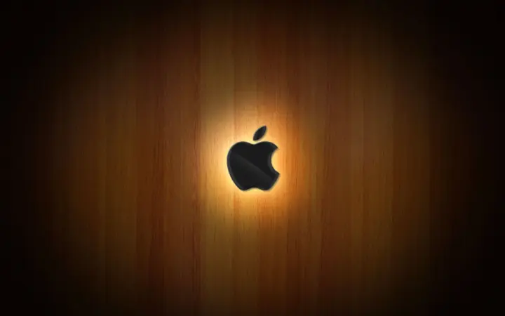 Wooden Apple Glow as a phone lock screen