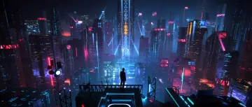 Neon Metropolis Skyline View wallpaper