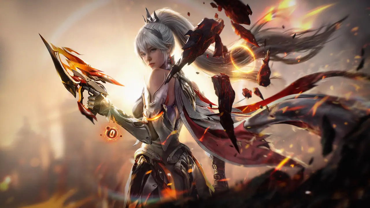 Queen of Fiery Realms – red and orange desktop wallpaper, 3840×2160
